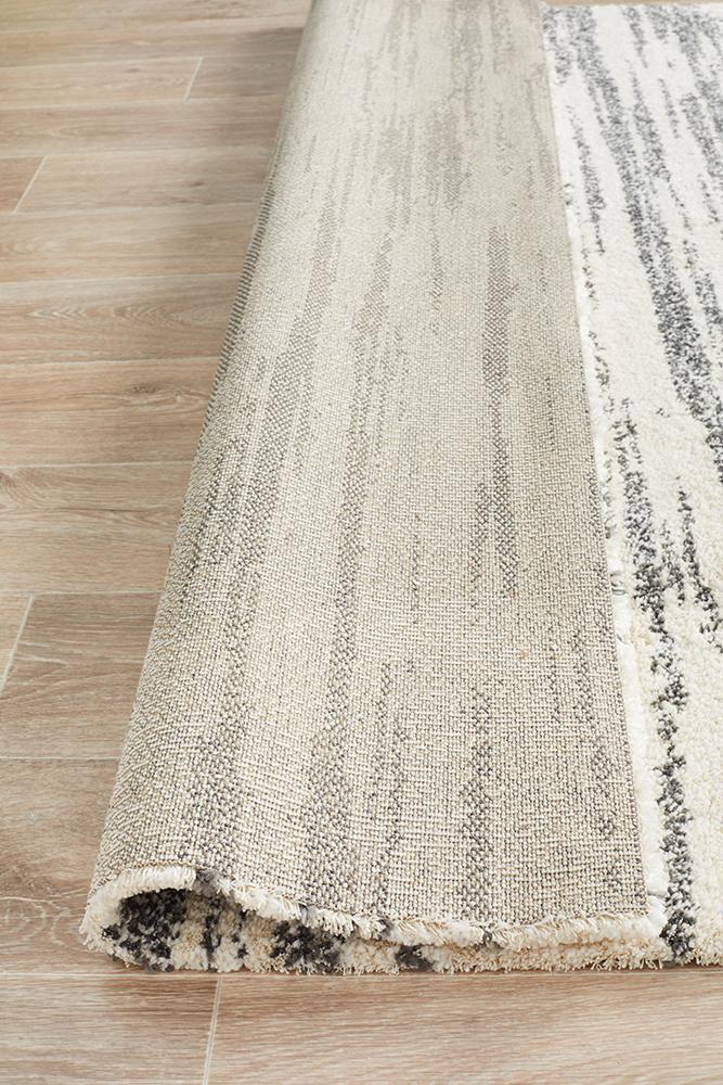 Abby Abstract Ivory & Dark Grey Power Loomed Rug