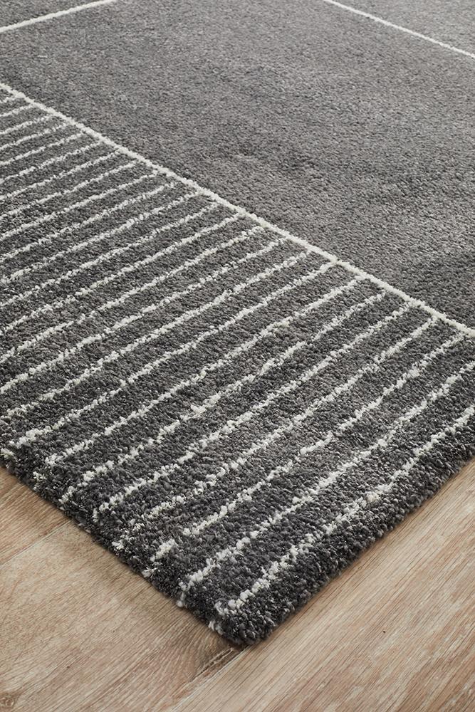 Archer Geometric Charcoal Power Loomed Rug