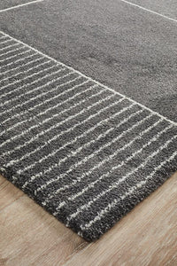 Thumbnail for Archer Geometric Charcoal Power Loomed Rug