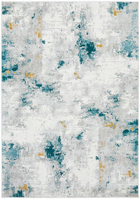 Thumbnail for Anthea Modern Abstract Grey Golden Yellow & Teal Polyester Rug