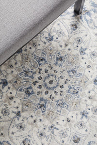 Thumbnail for Emily Traditional Blue & White Floral Pattern Rug