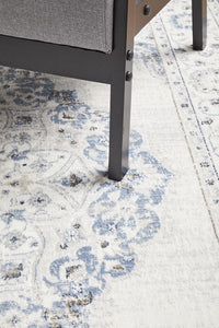 Thumbnail for Emily Traditional Blue & White Floral Pattern Rug