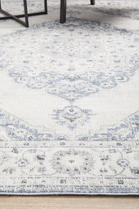 Thumbnail for Emily Traditional Blue & White Floral Pattern Rug