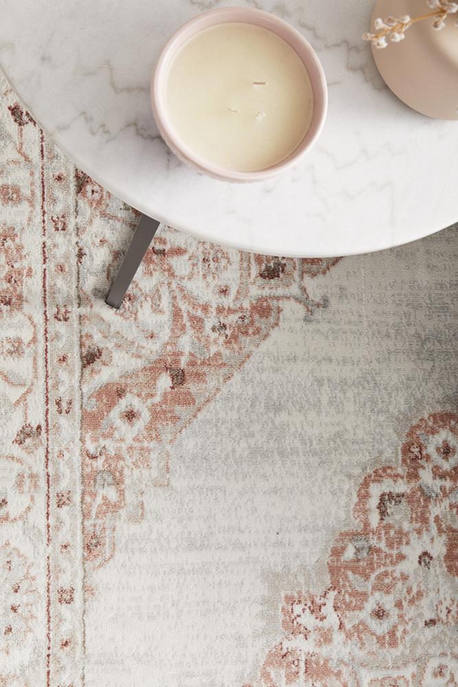 Emily Traditional Ivory & Peach Rug