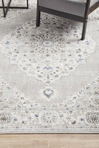 Thumbnail for Emily Traditional Grey & Blue Floral Pattern Rug