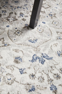 Thumbnail for Emily Traditional Grey & Blue Floral Pattern Rug