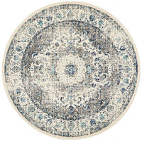 Thumbnail for Isla Transitional White Grey & Blue Timeless Round Rug