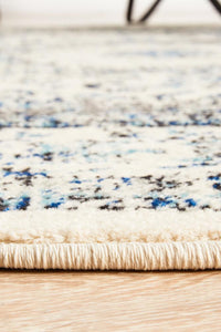 Thumbnail for Isla Transitional White Grey & Blue Timeless Round Rug