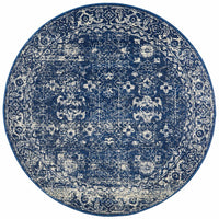 Thumbnail for Avery Transitional Navy & White Round Rug