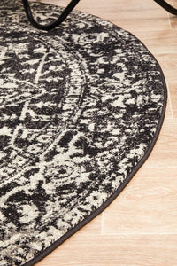 Thumbnail for Sia Transitional Charcoal Monochrome Round Rug