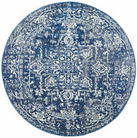 Thumbnail for Esther Transitional Blue & White Round Rug