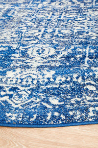 Thumbnail for Esther Transitional Blue & White Round Rug