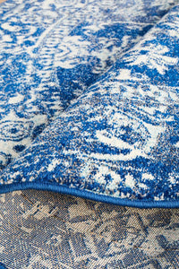 Thumbnail for Esther Transitional Blue & White Round Rug