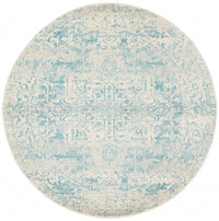 Thumbnail for Carli Transitional Blue & White Distressed Round Rug