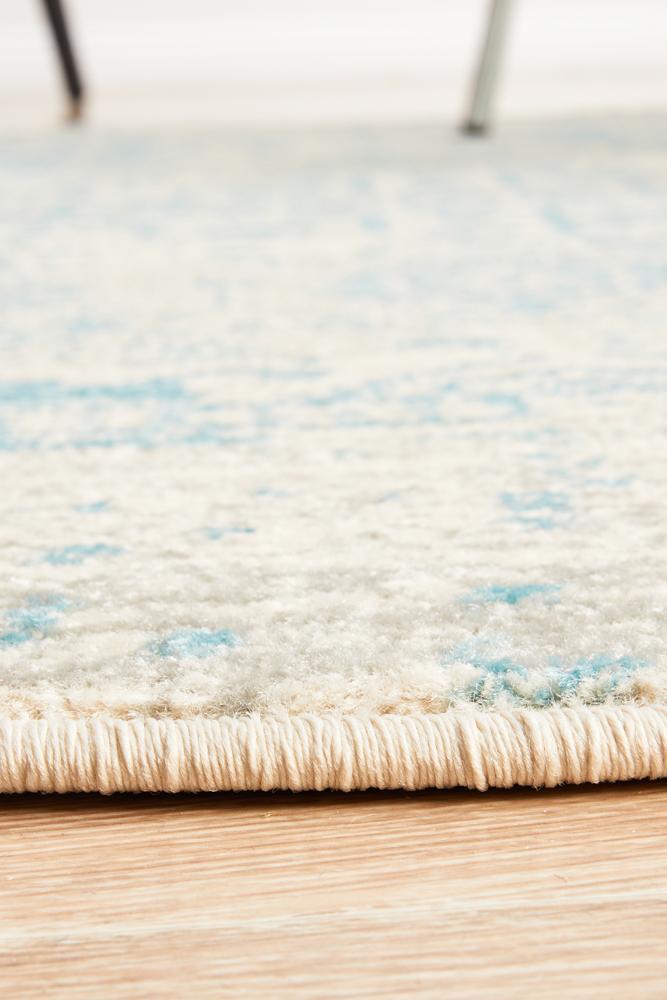 Carli Transitional Blue & White Distressed Round Rug