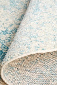 Thumbnail for Carli Transitional Blue & White Distressed Round Rug