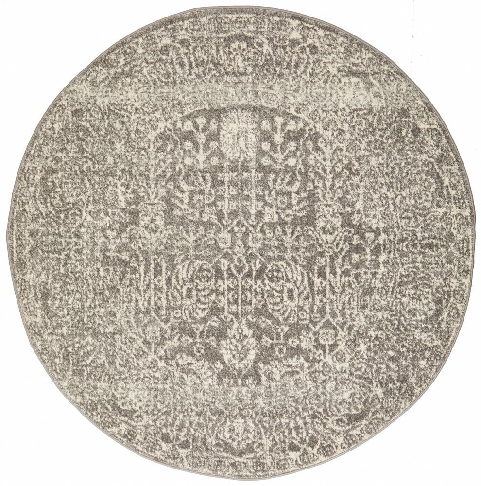 Estelle Transitional Grey & White Round Rug