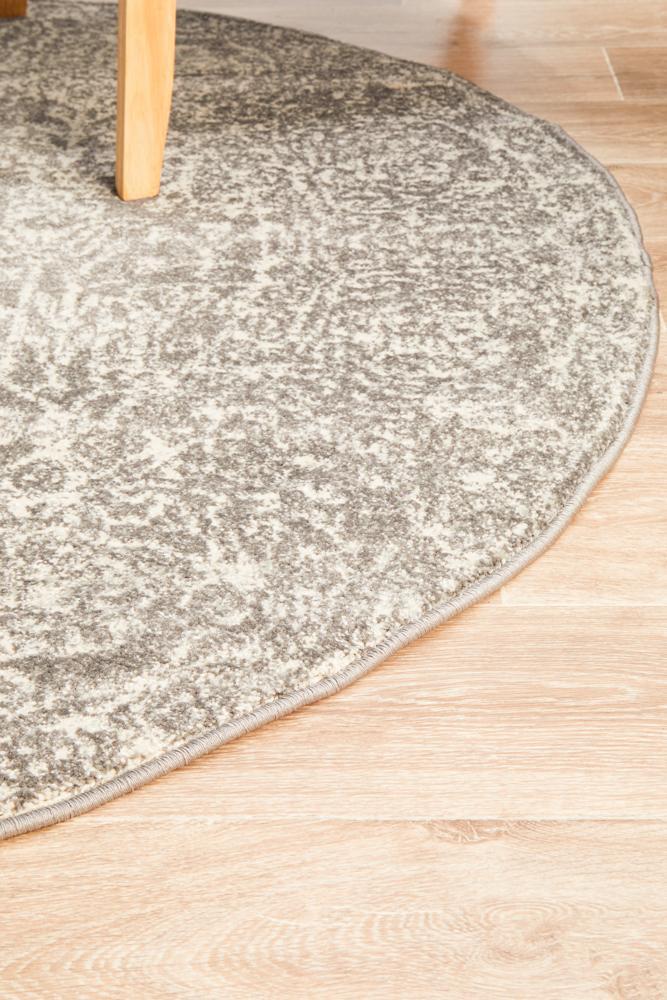 Estelle Transitional Grey & White Round Rug