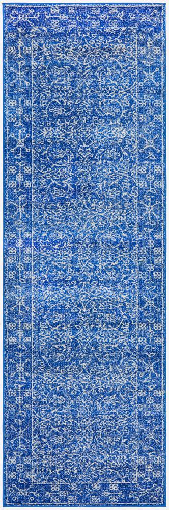 Mirabel Transitional Blue Power Loomed Rug hall runner