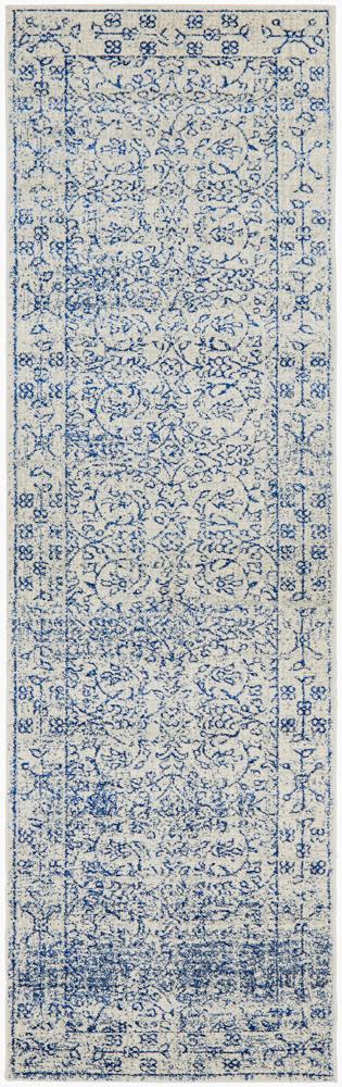 Ella Transitional Blue & White Rug hall runner