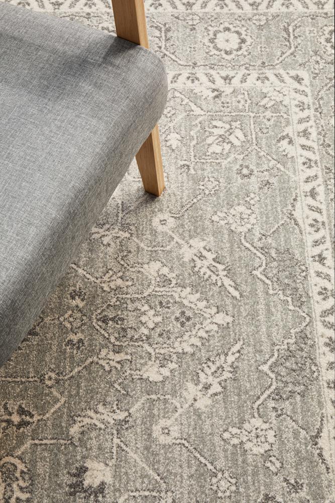 Abigail Transitional Grey & White Power Loomed Rug