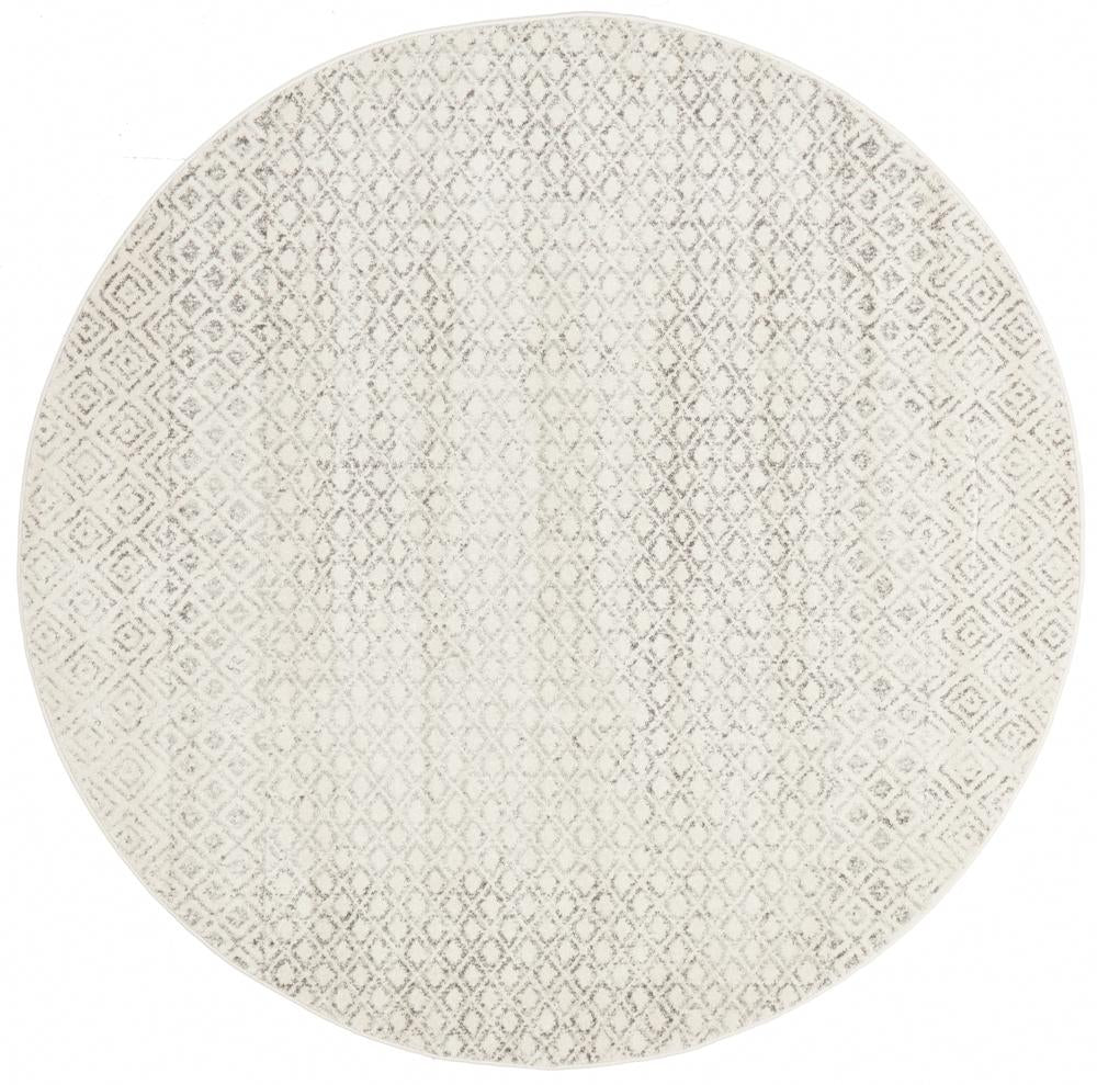 Harper Tribal Diamond Grey & Ivory Round Rug