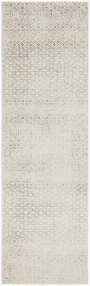 Harper Tribal Diamond Pattern Ivory & Grey Rug hall runner