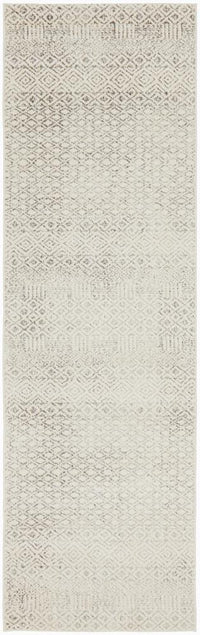 Thumbnail for Harper Tribal Diamond Pattern Ivory & Grey Rug hall runner