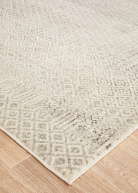 Thumbnail for Harper Tribal Diamond Pattern Ivory & Grey Rug