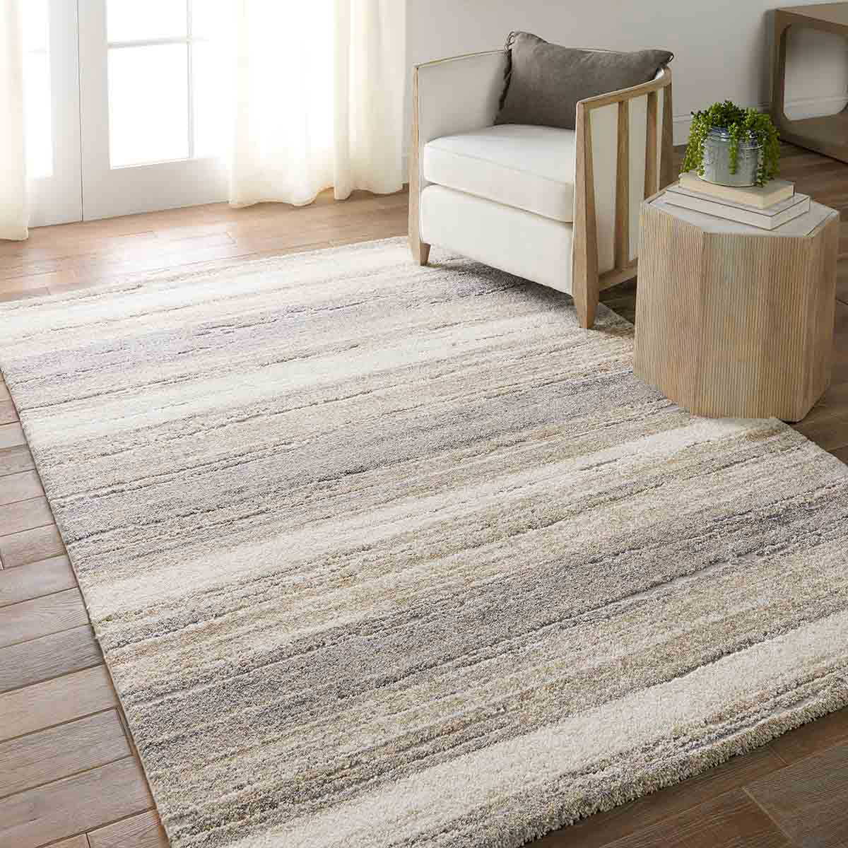 Carli Formation Grey and Natural Modern Abstract Rectangle Rug