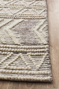 Thumbnail for Zena Tribal Light Grey & White Wool Rug