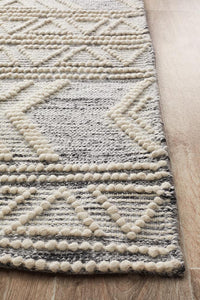 Thumbnail for Zena Tribal Grey & White Patterned Rug