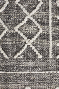 Thumbnail for Zara Tribal Grey Wool Flatweave Rug