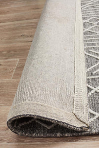 Thumbnail for Zara Tribal Grey Wool Flatweave Rug