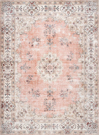 Thumbnail for Coco Kindred Peachy Pink Modern Distressed Machine Washable Rug