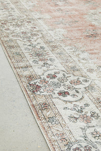 Thumbnail for Coco Kindred Peachy Pink Modern Distressed Machine Washable Rug