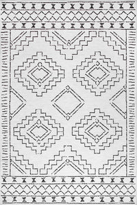 Thumbnail for Leeroy Kindred White & Black Tribal Bohemian Machine Washable Rug