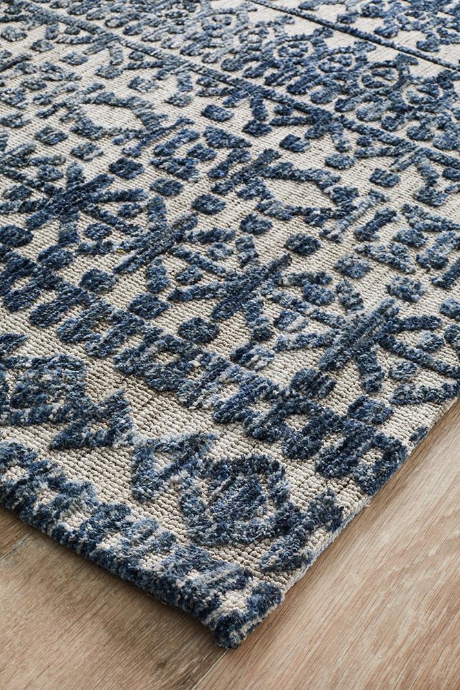 Aylin Blue & Grey Tribal Table Tufted Rug