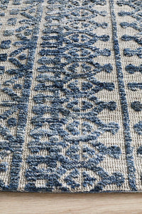 Thumbnail for Aylin Blue & Grey Tribal Table Tufted Rug