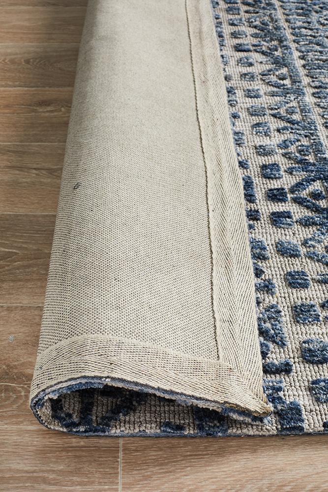 Aylin Blue & Grey Tribal Table Tufted Rug