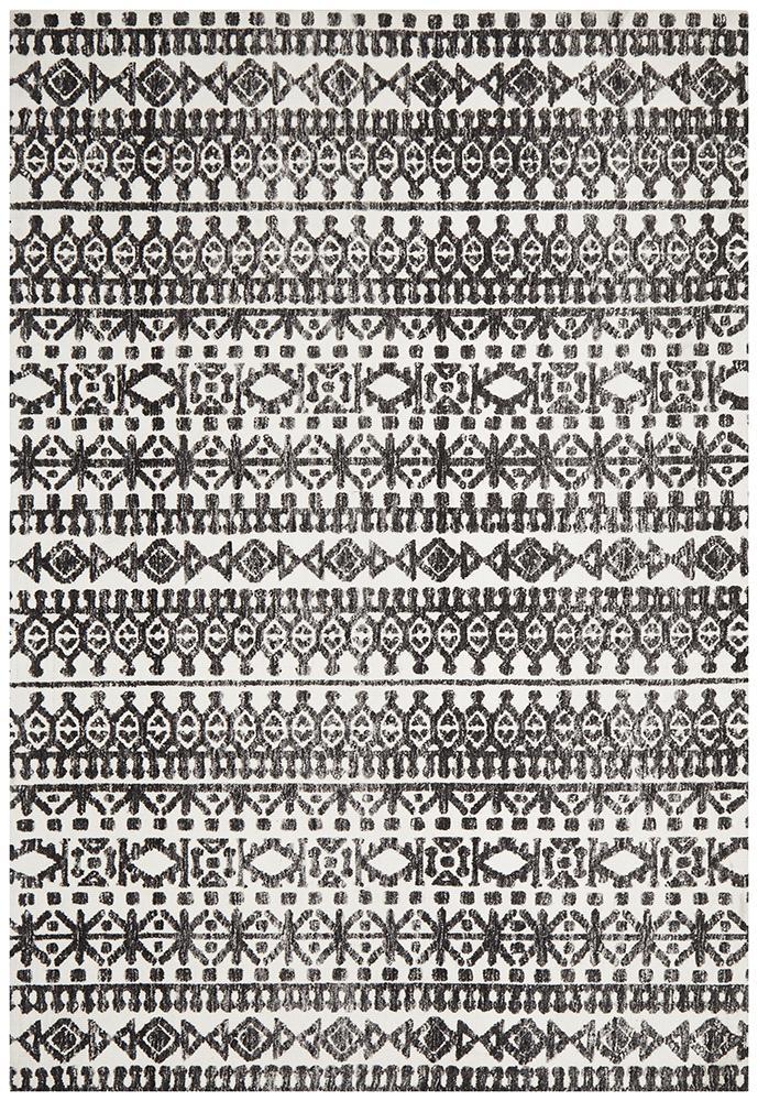 Aylin Ivory & Black Tribal Table Tufted Rug