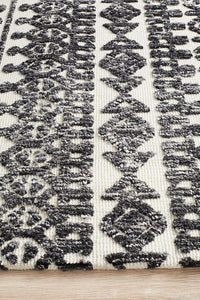 Thumbnail for Aylin Ivory & Black Tribal Table Tufted Rug