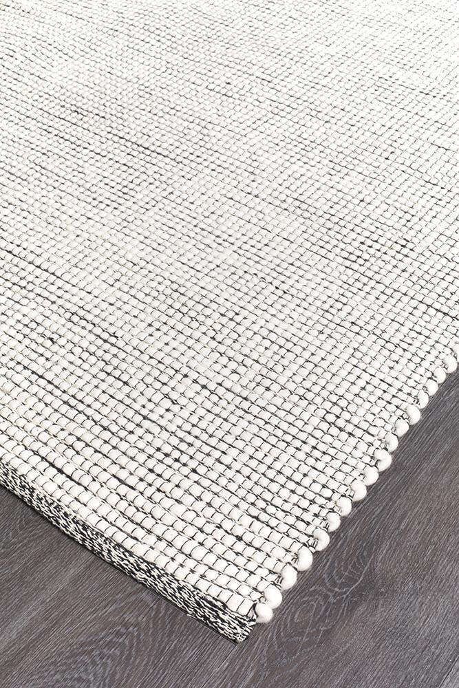 Freya Scandi Black & White Flatweave Wool Rug