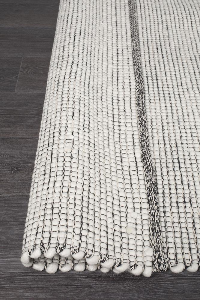 Freya Scandi Black & White Flatweave Wool Rug