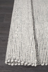 Thumbnail for Freya Scandi Black & White Flatweave Wool Rug