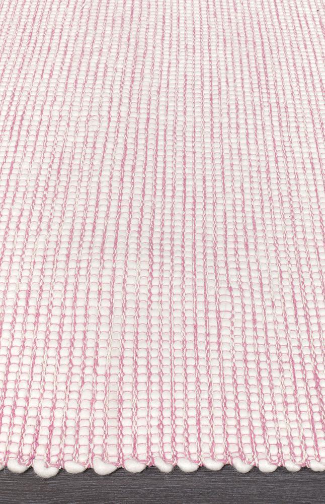 Freya Scandi Pink & White Flatweave Wool Rug