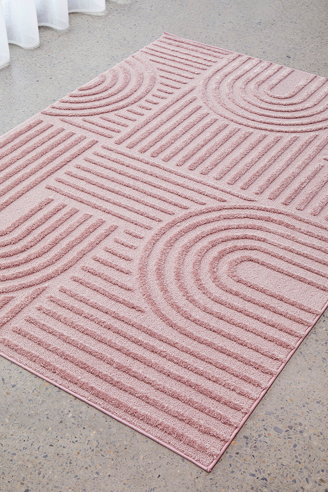 Mari Dior Pink Arch Pattern Rectangle Rug