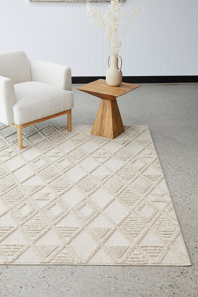 Lisa Natural Diamond Pattern Rectangle Modern Rug