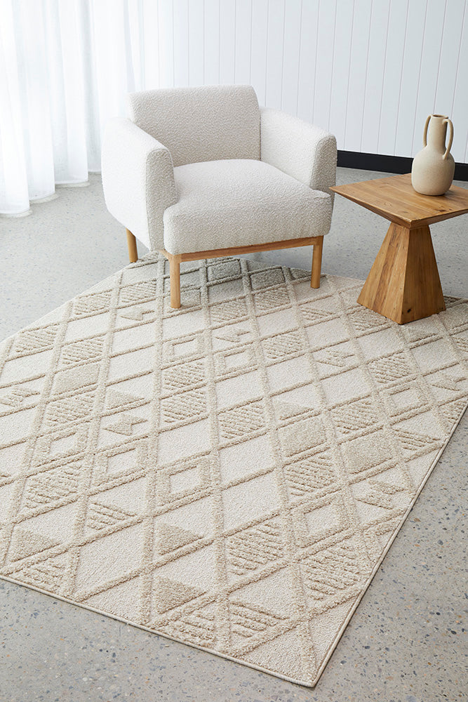 Lisa Natural Diamond Pattern Rectangle Modern Rug