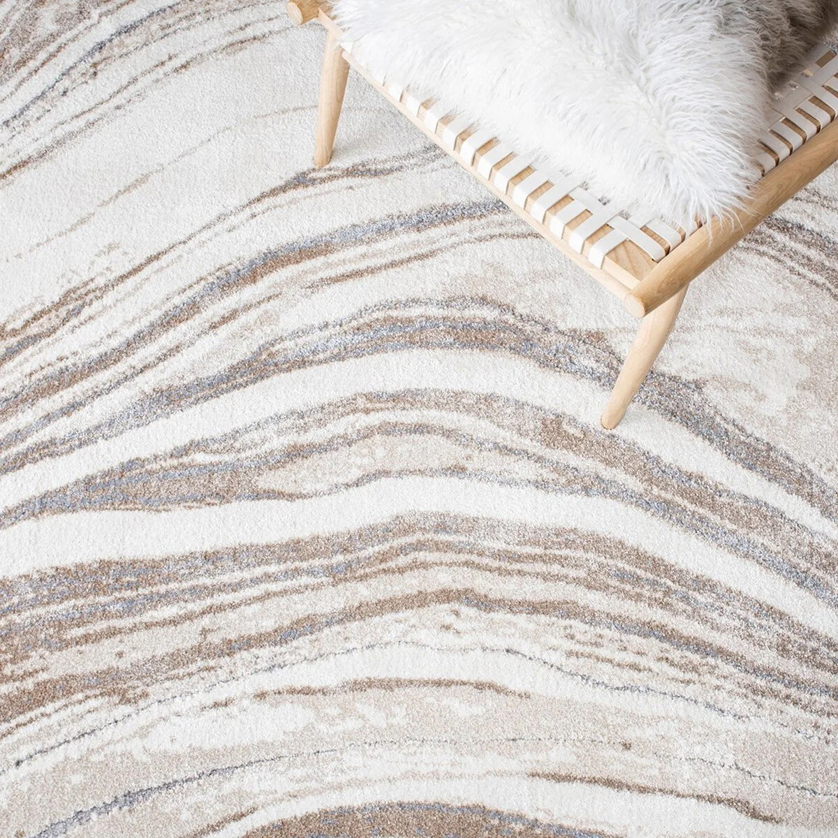 Abby Mineral Ivory and Natural Modern Abstract Rectangle Rug